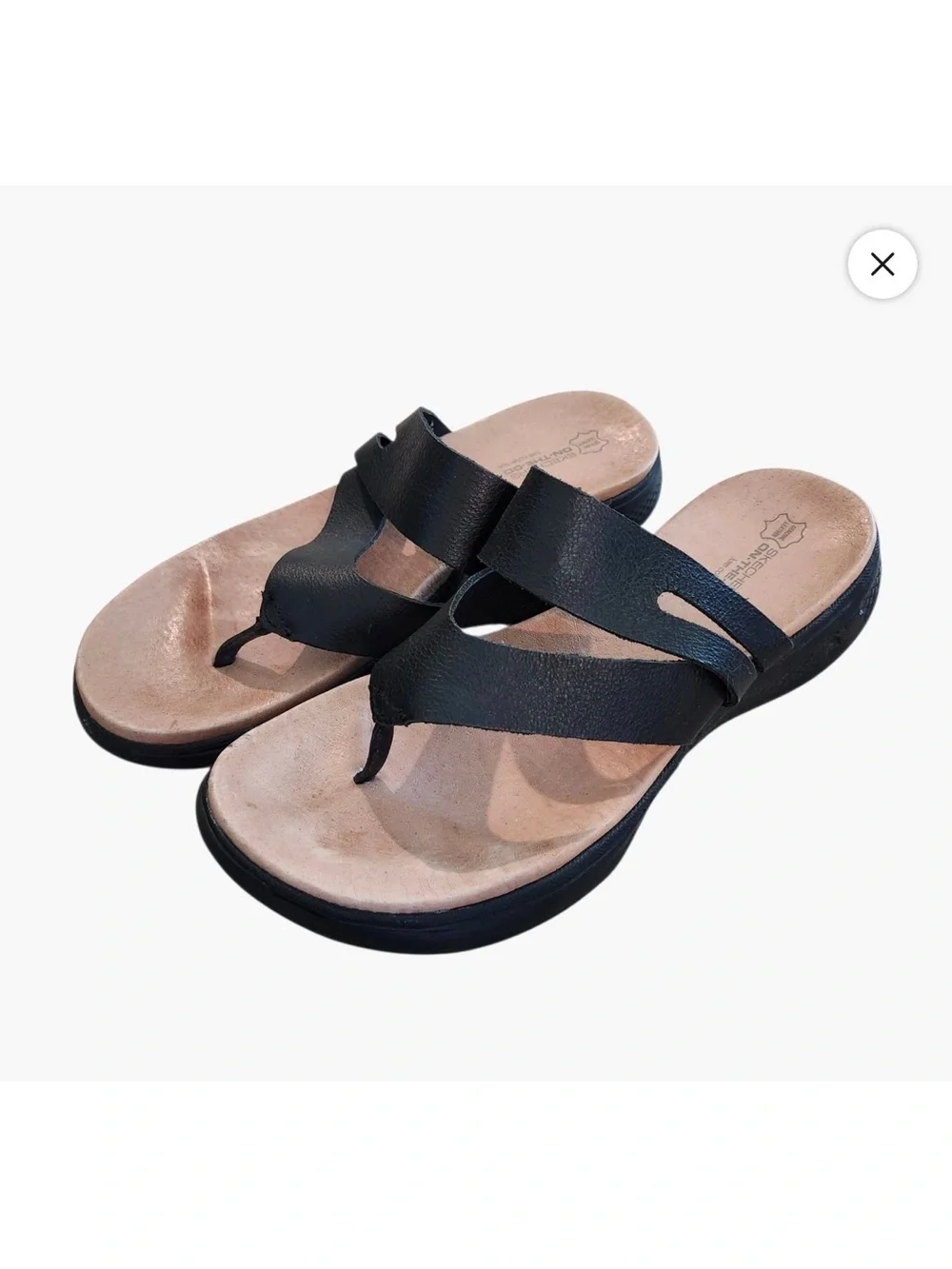 Skechers on the go luxe collection Comfort Women's Black Leather Sandals! Sz.10